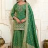 Aesthetic Green Designer Gharara Suit for Mehendi, Engagement, Wedding, Reception, Festivals, Sangeet, and Parties