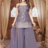 Aesthetic Violet Designer Palazzo Suit for Engagement, Sangeet, and Parties