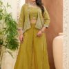 Charming Olive Green Designer Palazzo Suit for Engagement, Wedding, Reception, Festivals, Sangeet, and Parties