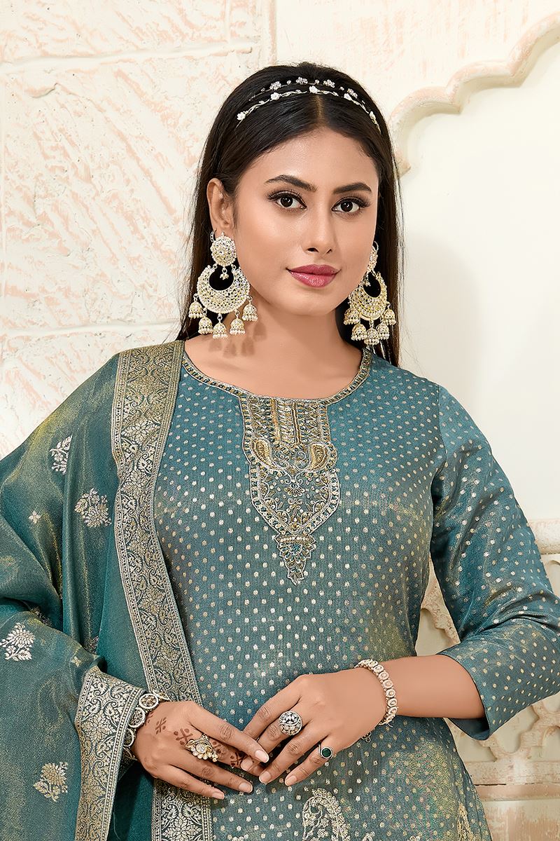 Exuberant Blue Designer Palazzo Suit for Wedding, Reception, Festivals, Sangeet, and Parties