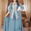 Surreal Blue Designer Palazzo Suit for Engagement, Sangeet, and Parties