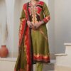 Impressive Olive Green Designer Straight Cut Suit for Mehendi, Festivals, Sangeet, and Parties