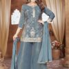 Dazzling Blue Designer Palazzo Suit for Engagement, Reception, and Sangeet