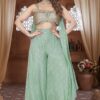 Fascinating Mint Green Designer Palazzo Suit for Engagement, Reception, and Sangeet