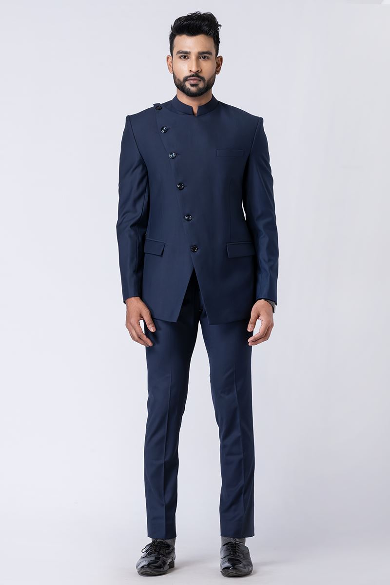 Classy Navy Blue Designer Jodhpuri Suit for Engagement, Reception, Wedding, Sangeet, and Parties