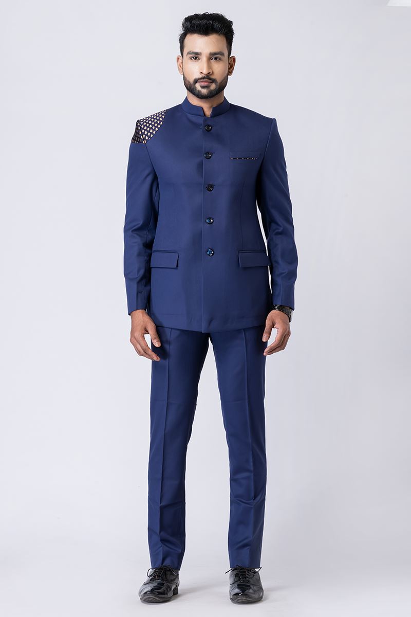 Exquisite Light Navy Blue Designer Jodhpuri Suit for Engagement, Reception, Wedding, Sangeet, and Parties