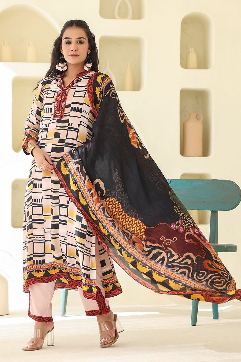 Beautiful White Designer Straight Cut Suit for Festivals, Sangeet, and Parties