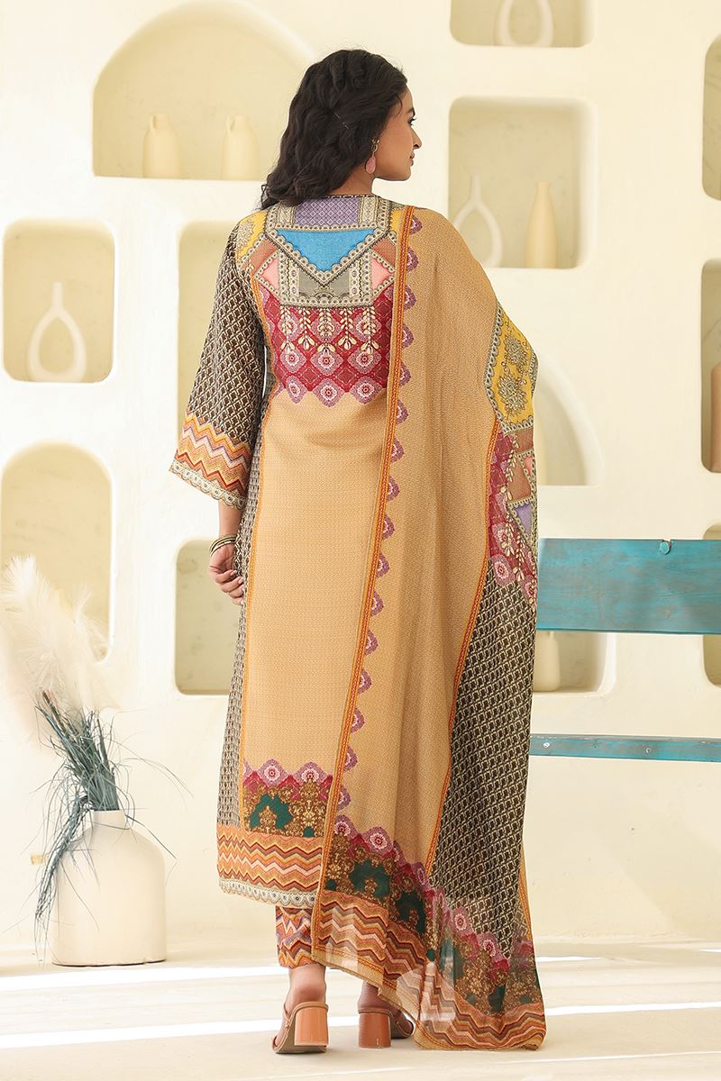 Mesmerizing Beige Designer Straight Cut Suit for Festivals, Sangeet, and Parties