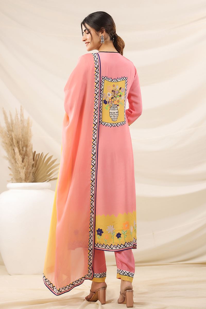 Pretty Peach Designer Straight Cut Suit for Festivals, Sangeet, and Parties