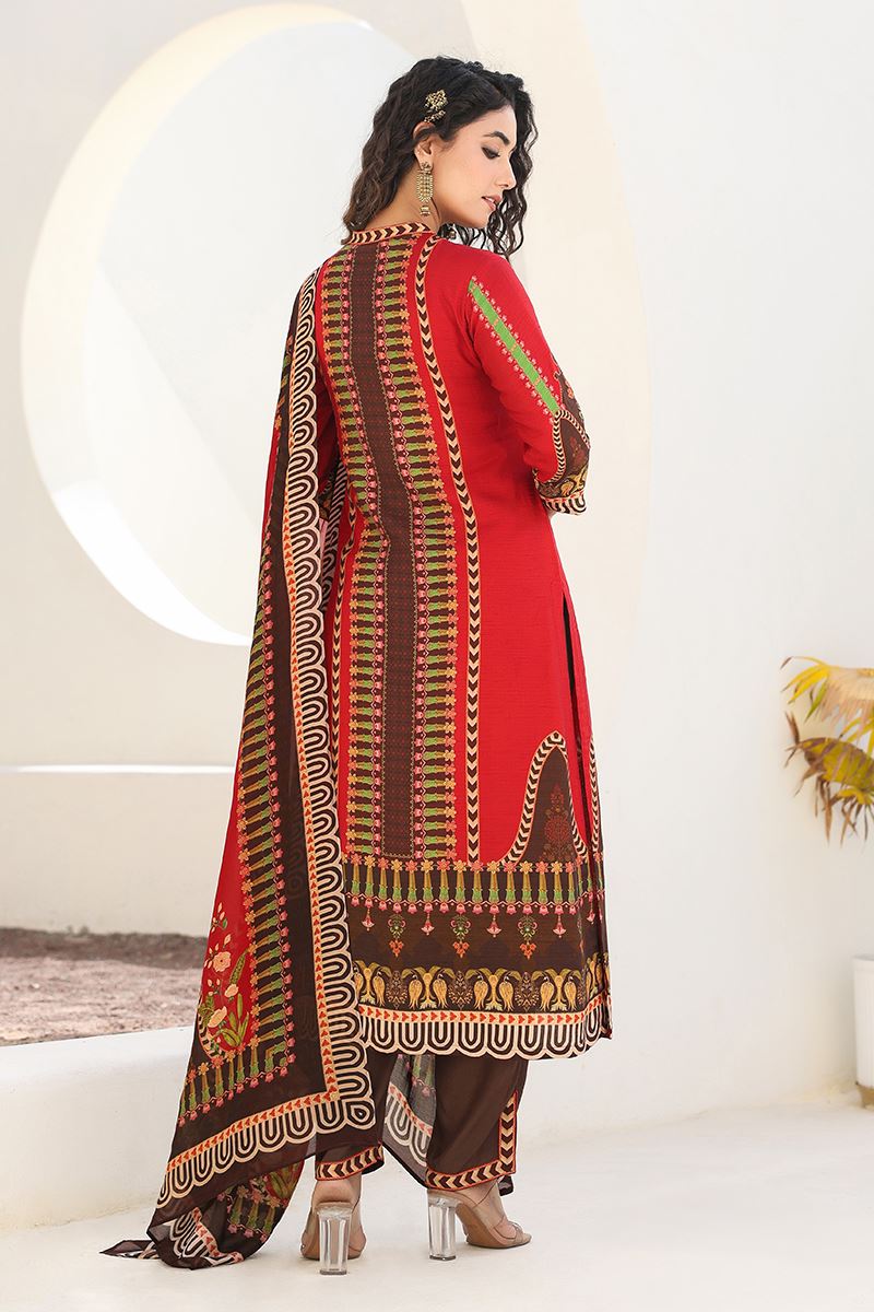 Marvelous Red Designer Straight Cut Suit for Festivals, Sangeet, and Parties