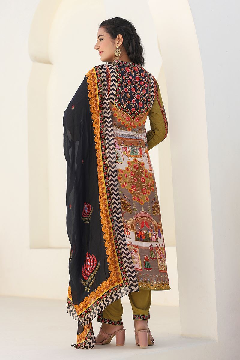 Flawless Green Designer Straight Cut Suit for Mehendi, Festivals, Sangeet, and Parties