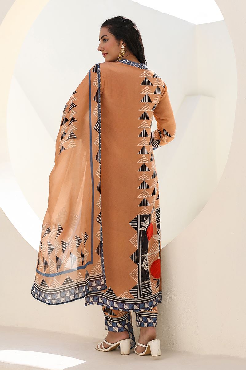 Divine Pastel Peach Designer Straight Cut Suit for Festivals, Sangeet, and Parties