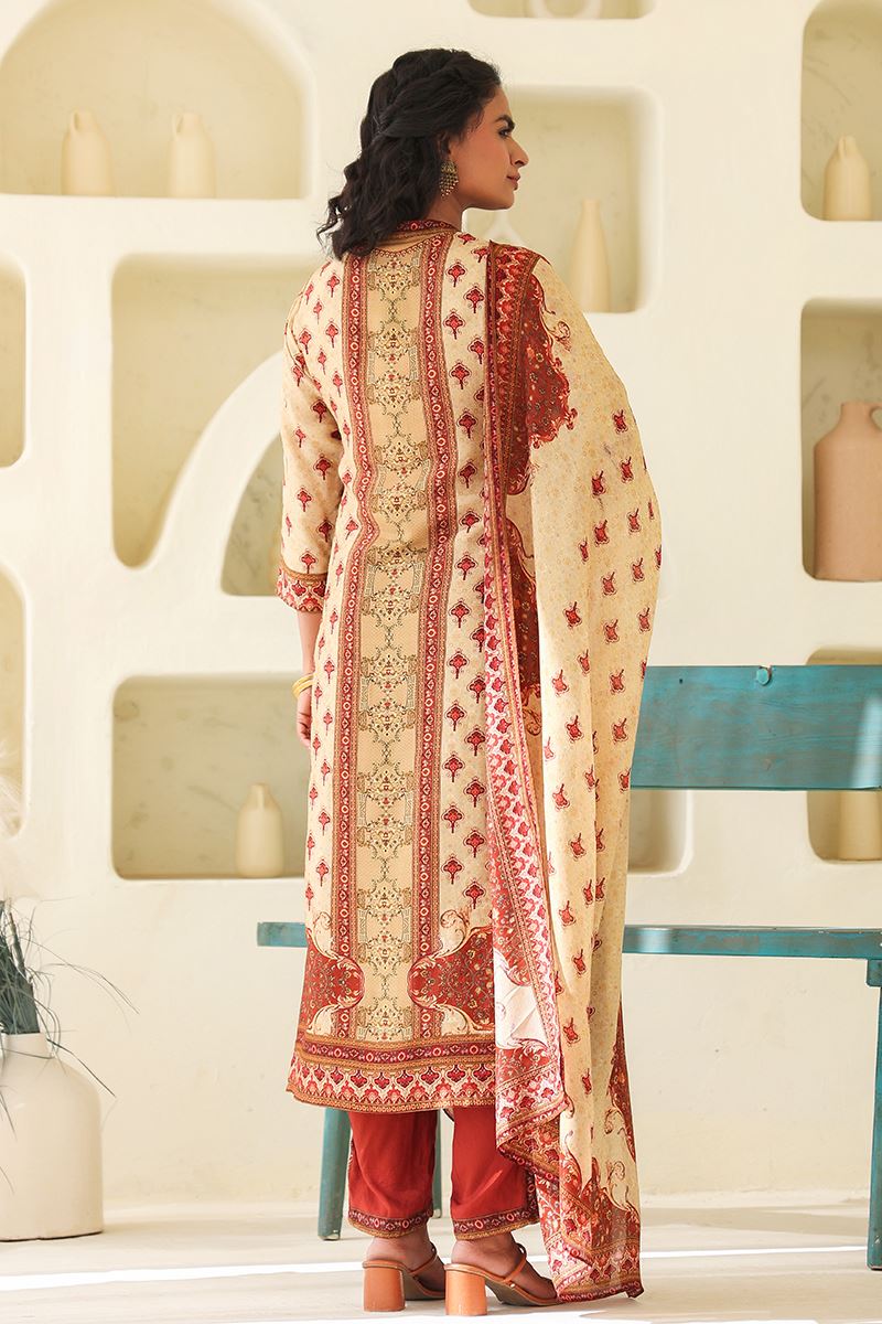 Glorious Beige Designer Straight Cut Suit for Festivals, Sangeet, and Parties