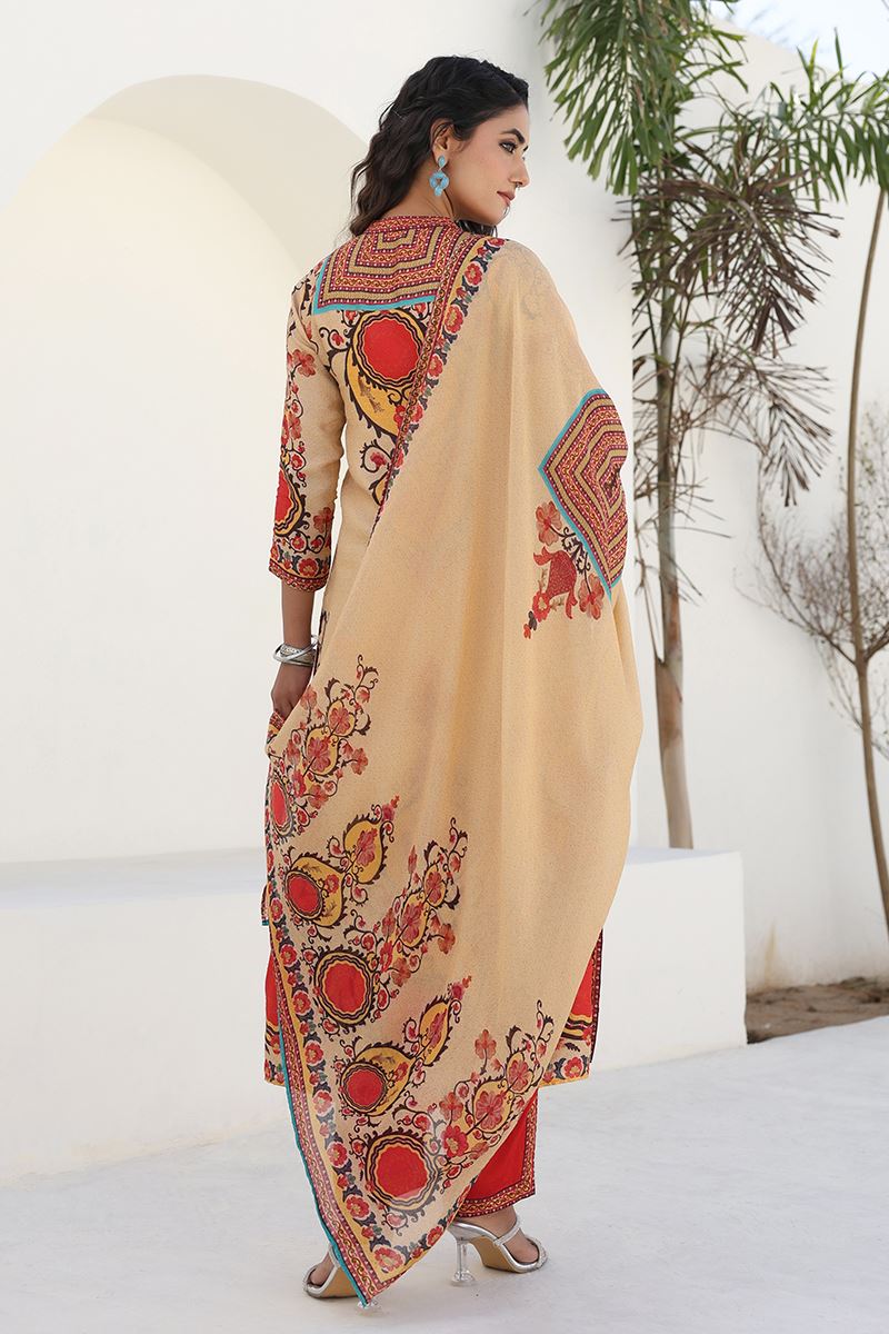 Astounding Cream Designer Straight Cut Suit for Festivals, Sangeet, and Parties