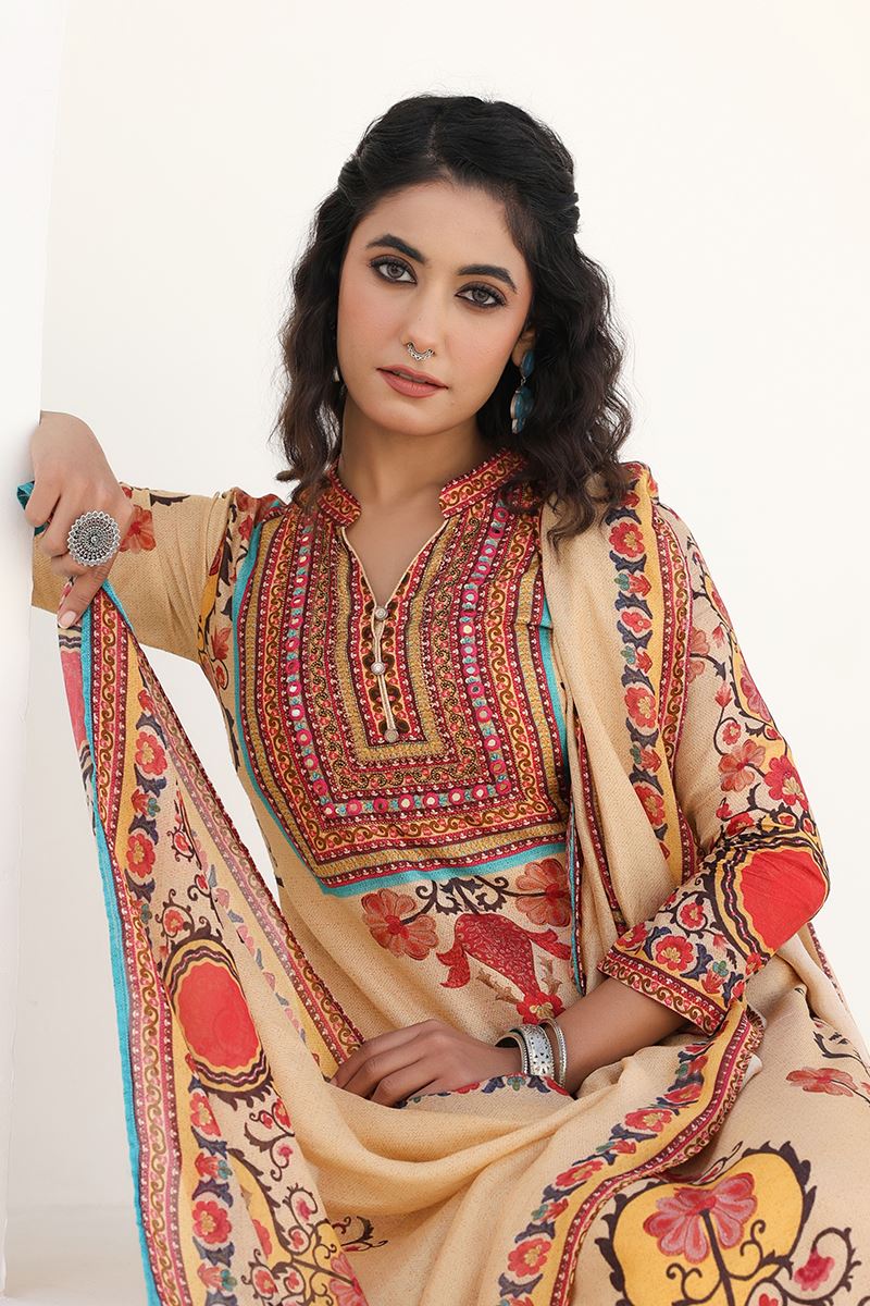 Astounding Cream Designer Straight Cut Suit for Festivals, Sangeet, and Parties