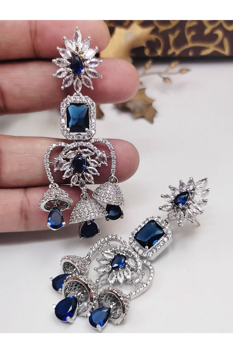 Delightful Navy Blue Designer Earrings Set for Engagement, Wedding, and Reception