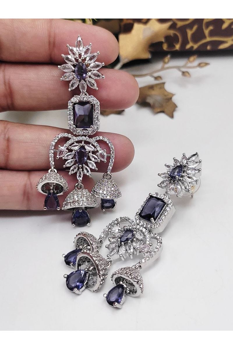 Outstanding Violet Designer Earrings Set for Engagement, Wedding, and Reception