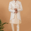 Artistic Gold and Beige Designer Men’s Indo-Western Sherwani for Engagement, Wedding, and Reception