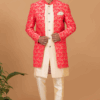 Amazing Gold and Red Designer Men’s Indo-Western Sherwani for Engagement, Wedding, and Reception