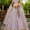 Exuberant Mauve Designer Indo-Western Lehenga Choli for Engagement and Reception