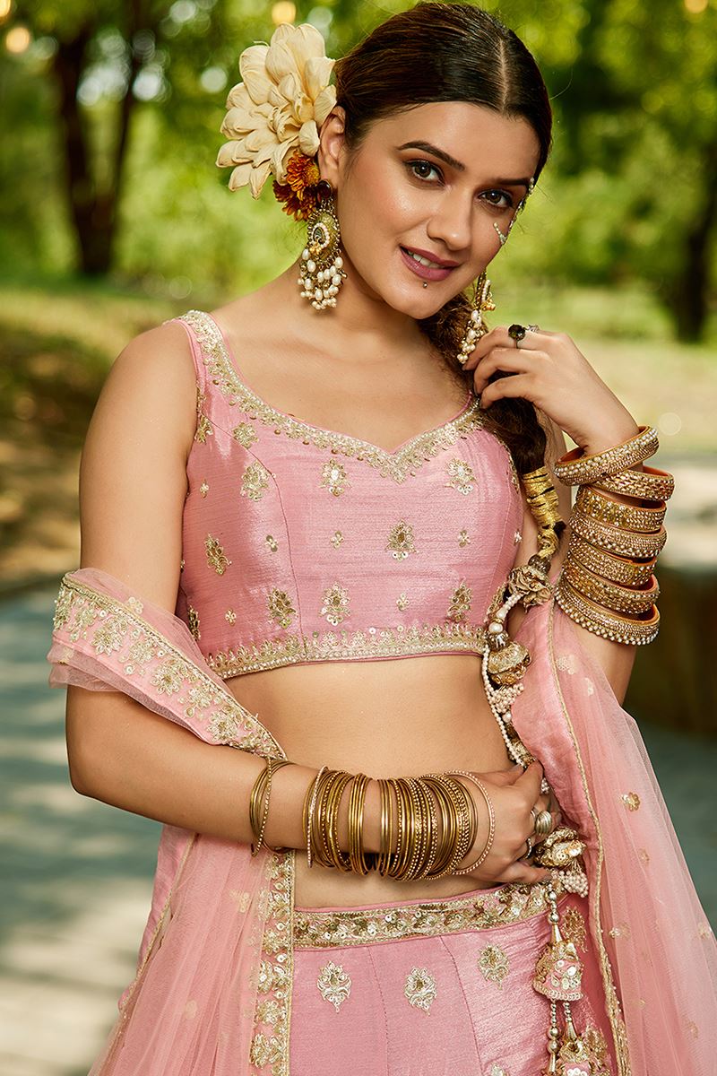 Creative Pink Designer Indo-Western Lehenga Choli for Engagement and Reception