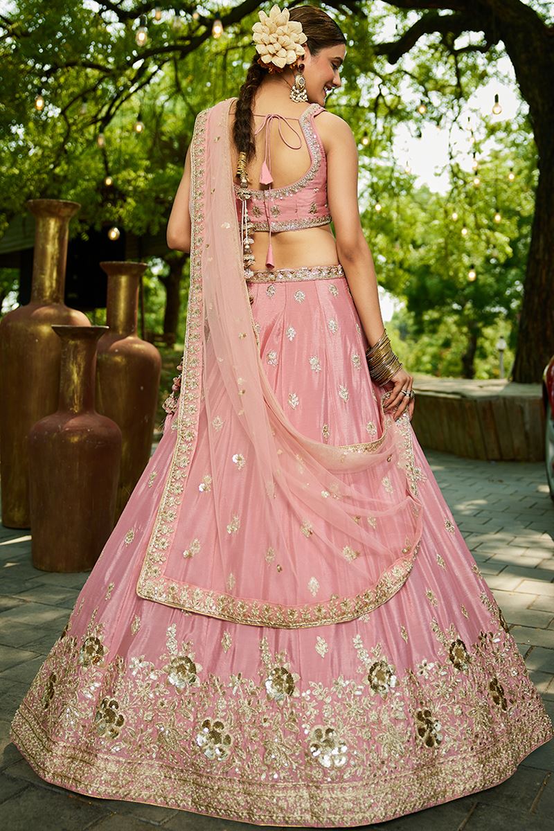 Creative Pink Designer Indo-Western Lehenga Choli for Engagement and Reception