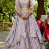 Striking Mauve Designer Indo-Western Lehenga Choli for Engagement and Reception