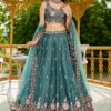 Amazing SeaGreen Designer Indo-Western Lehenga Choli for Engagement and Reception