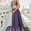Smashing Violet Designer Indo-Western Lehenga Choli for Engagement and Reception