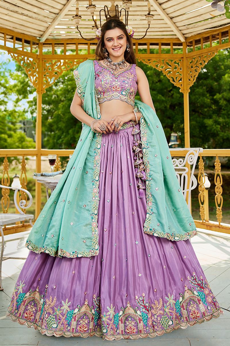 Surreal Lavender Designer Indo-Western Lehenga Choli for Engagement and Reception