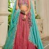 Aesthetic Pink Designer Indo-Western Lehenga Choli for Engagement and Reception