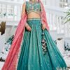 Enticing Sea Green Designer Indo-Western Lehenga Choli for Engagement and Reception