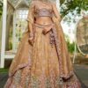 Irresistible Beige Designer Indo-Western Lehenga Choli for Engagement and Reception