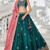 Flawless Teal Designer Indo-Western Lehenga Choli for Engagement and Reception