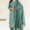 Captivating Turquoise Designer Straight Cut Suit for Festivals, Sangeet, and Parties (Unstitched suit)