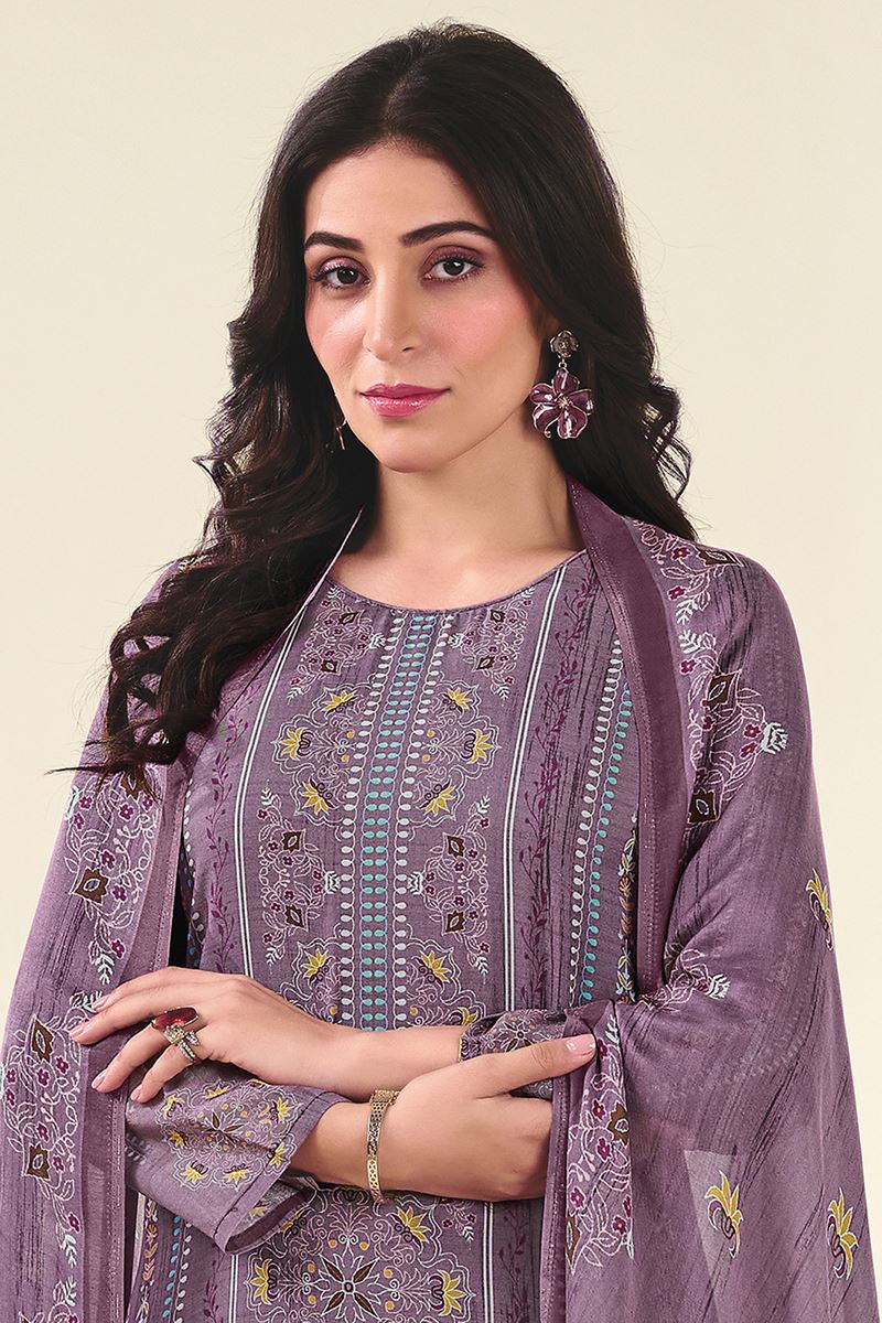 Smashing Purple Designer Straight Cut Suit for Festivals, Sangeet, and Parties (Unstitched suit)