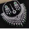 Enticing White and Green Designer Necklace Set for Mehendi, Engagement, Wedding, and Reception