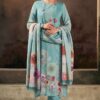 Flamboyant Sky Blue Designer Straight Cut Suit for Festivals, Sangeet, and Parties (Unstitched suit)