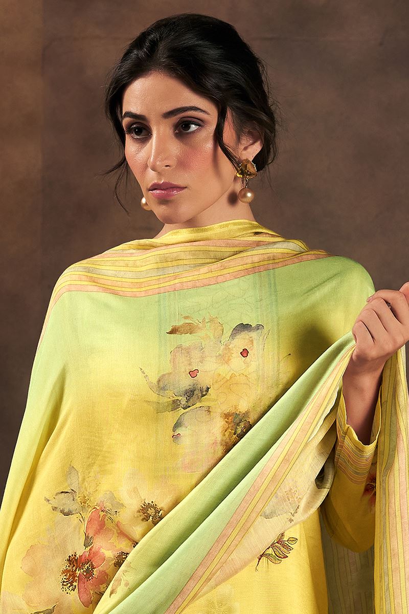 Classy Yellow Designer Straight Cut Suit for Festivals, Haldi, and Parties (Unstitched suit)