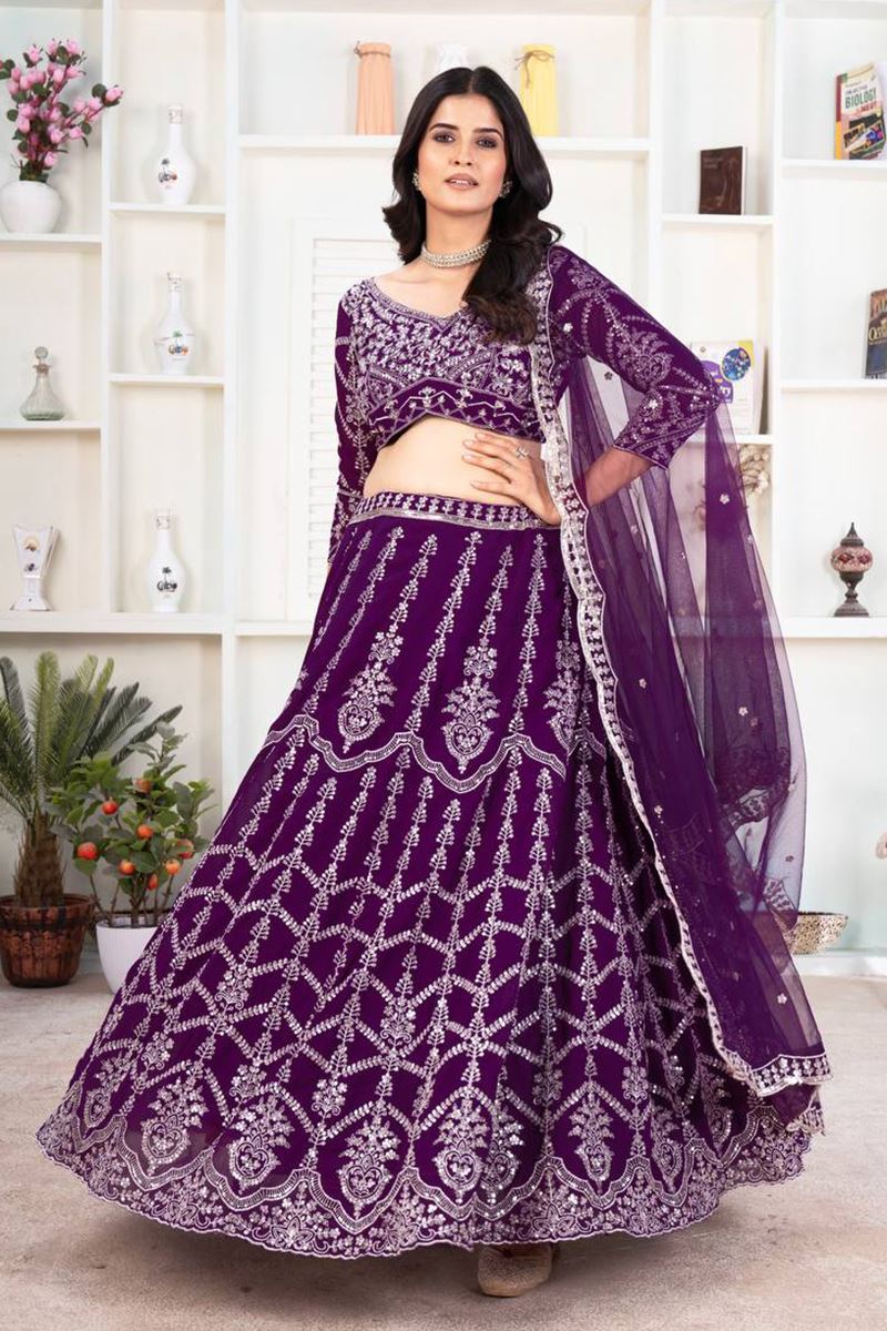 Appealing Purple Designer Wedding Lehenga Choli for Wedding and Reception