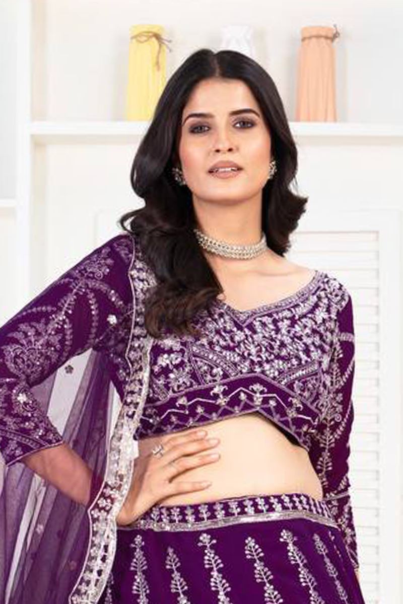 Appealing Purple Designer Wedding Lehenga Choli for Wedding and Reception