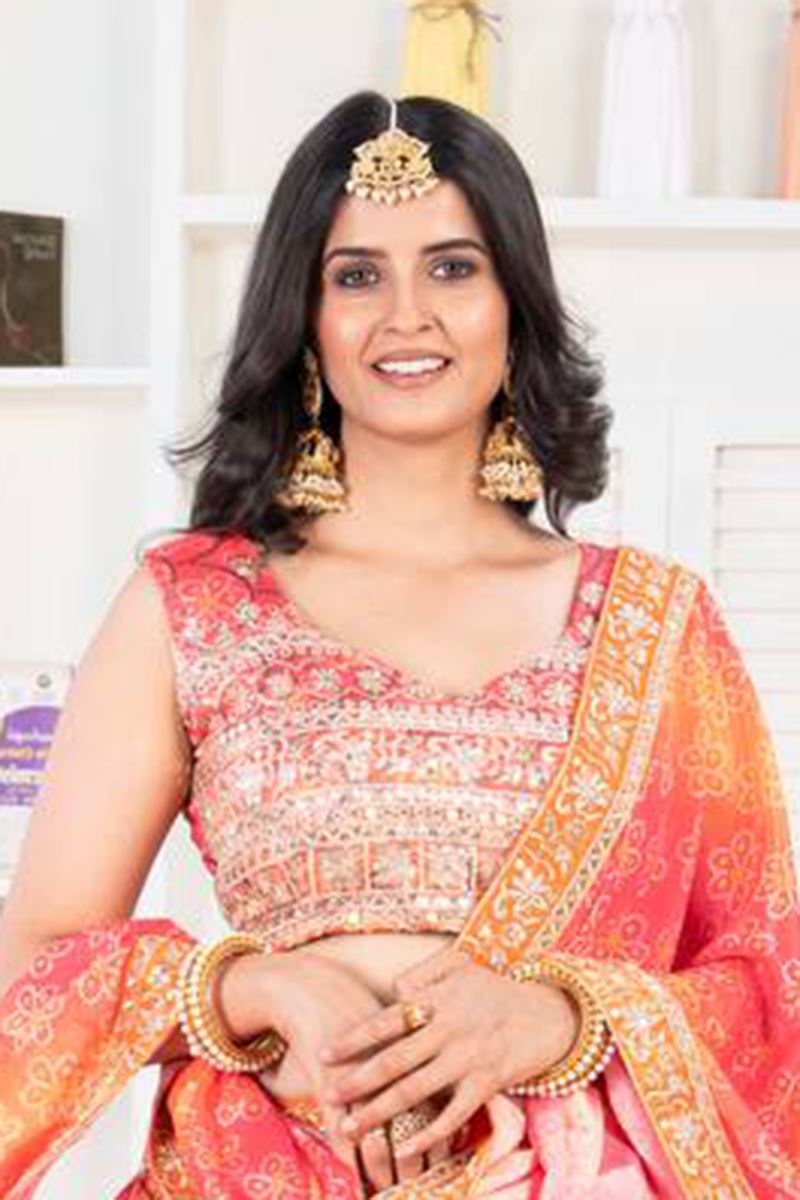 Exuberant Orange Designer Indo-Western Lehenga Choli for Engagement, Reception, and Sangeet