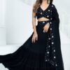 Impressive Black Designer Indo-Western Lehenga Choli for Sangeet and Parties