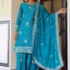Outstanding Sky Blue Designer Sharara Suit for Festivals, Sangeet, and Parties