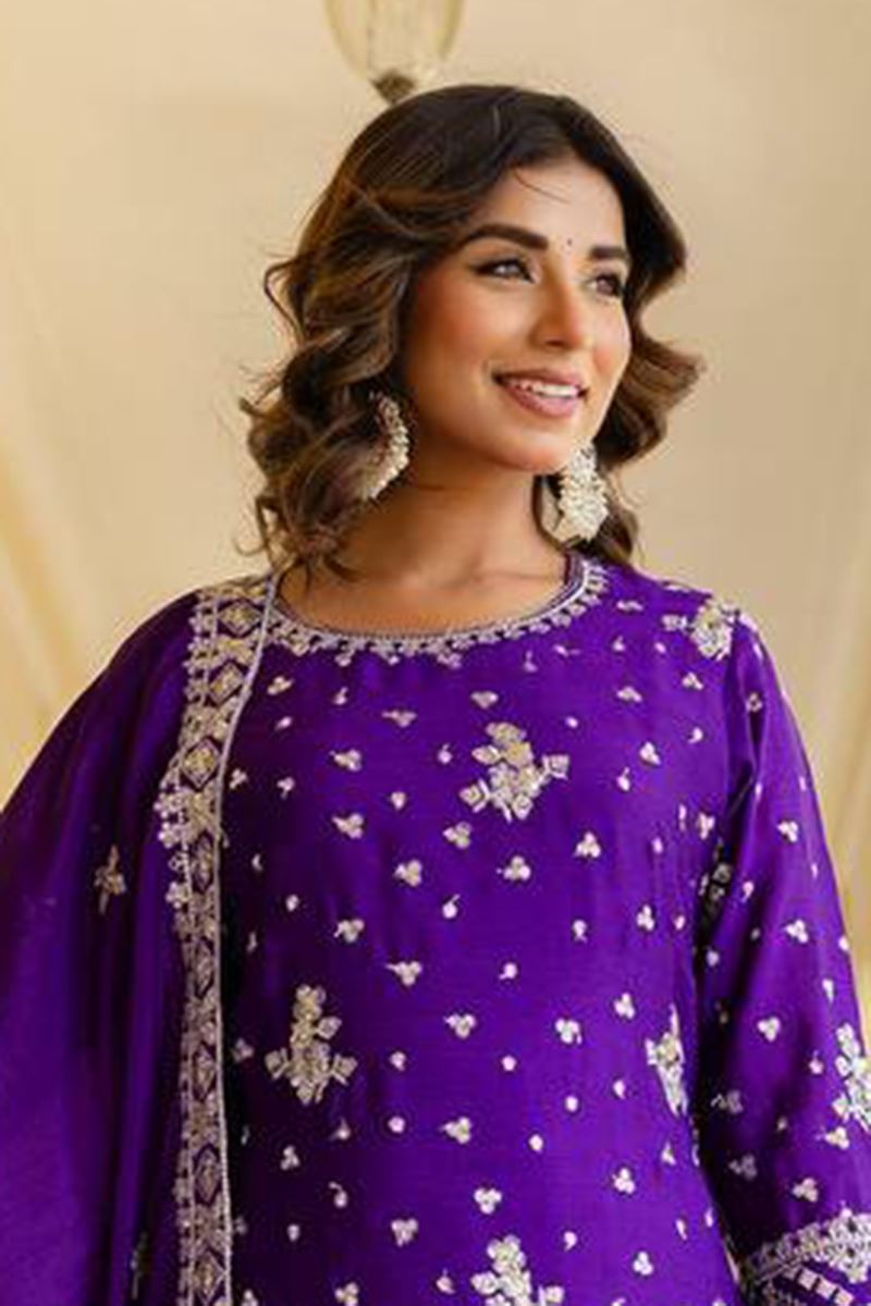 Alluring Purple Designer Sharara Suit for Festivals, Sangeet, and Parties
