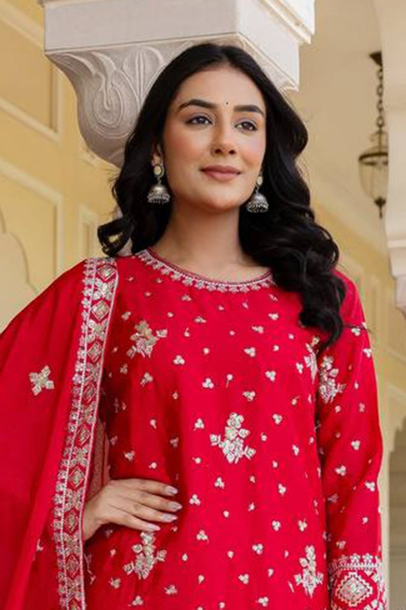 Creative Red Designer Sharara Suit for Wedding, Reception, and Festivals
