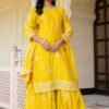 Dazzling Yellow Designer Sharara Suit for Haldi and Festivals