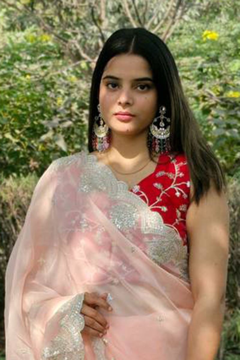 Aesthetic Organza Silk Designer Saree for Engagement, Sangeet, and Parties