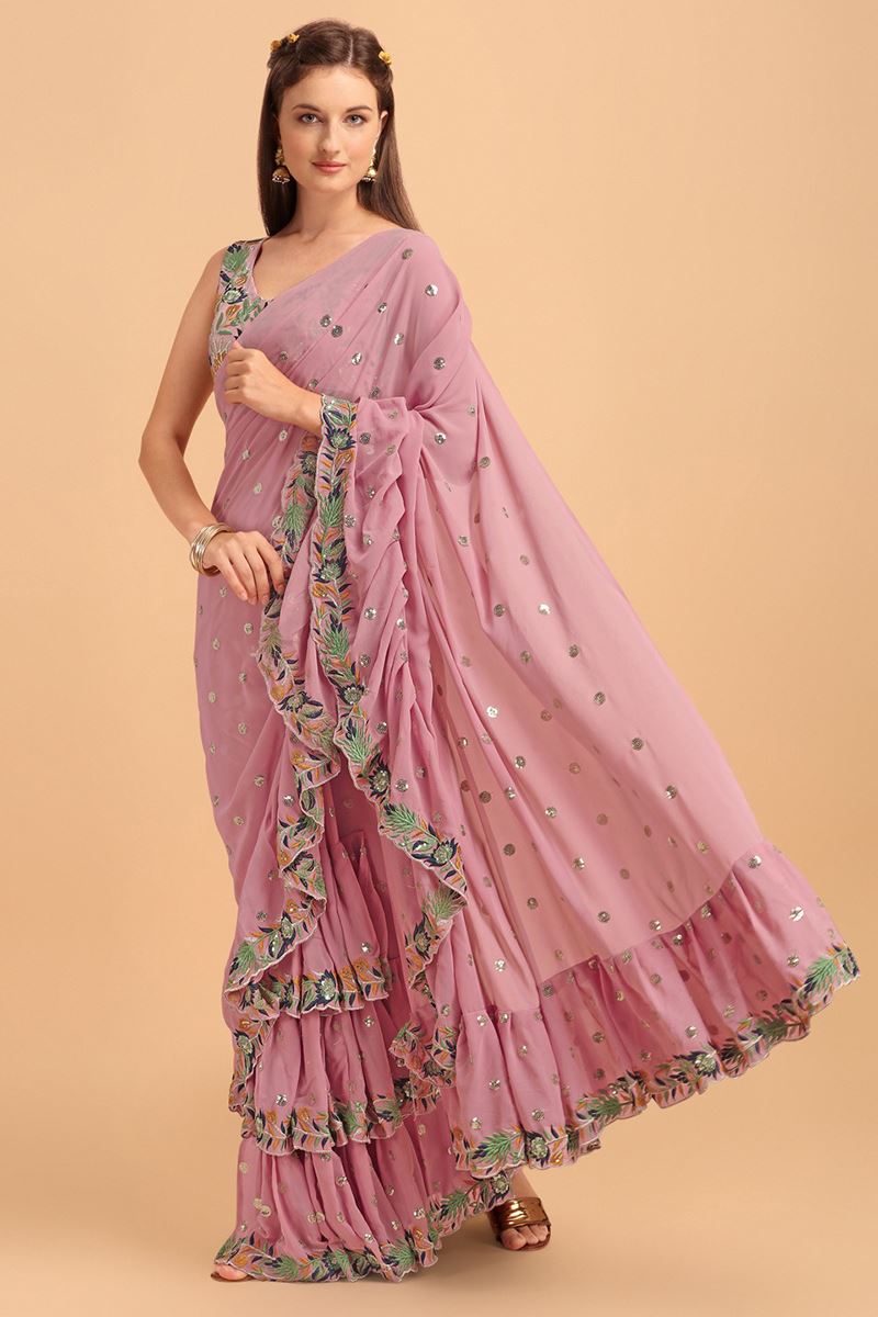 Delightful Georgette Designer Saree for Engagement, Sangeet, and Parties