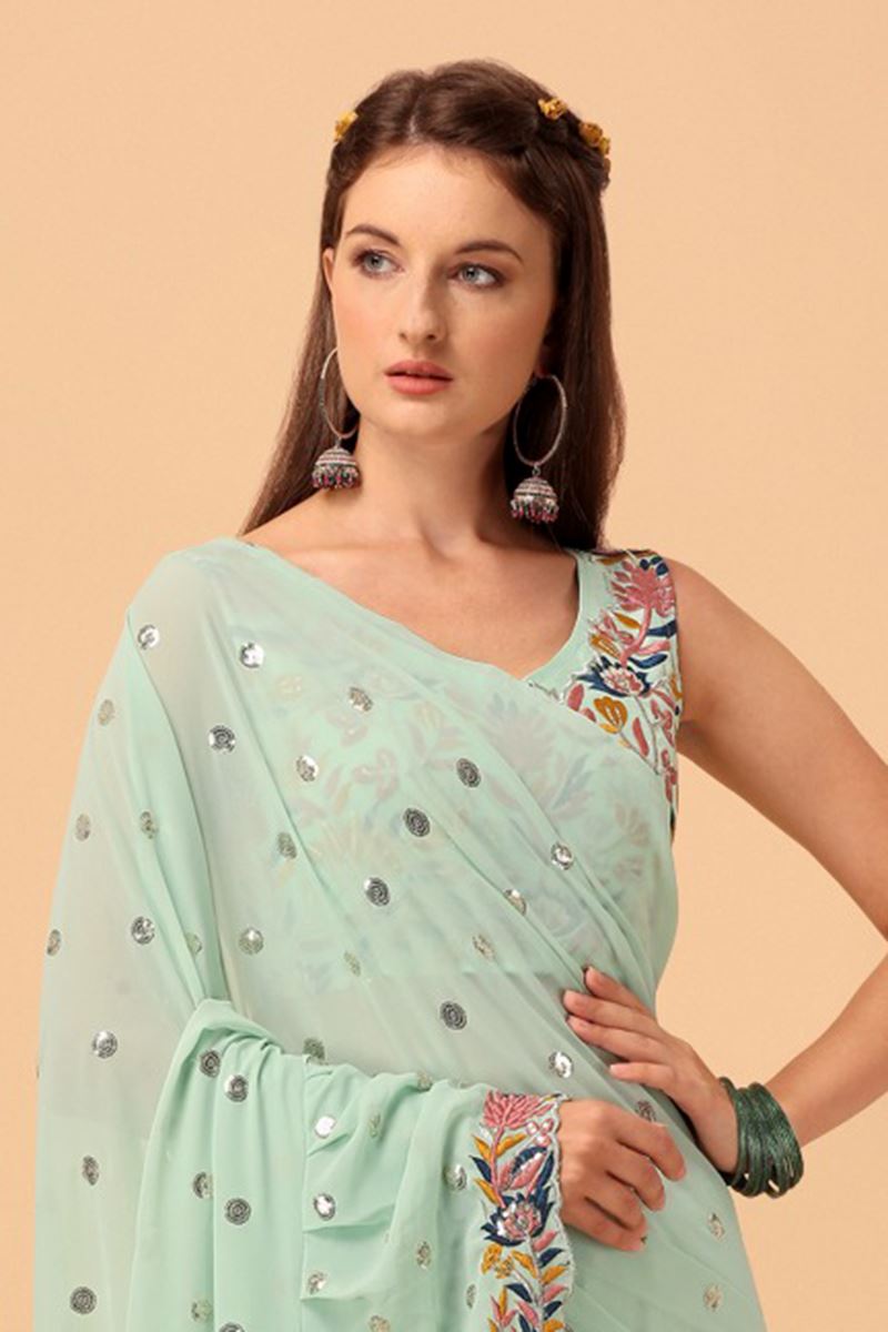 Lovely Georgette Designer Saree for Engagement, Sangeet, and Parties